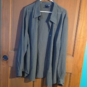 Women's Grey Sheer Button Down Blouse